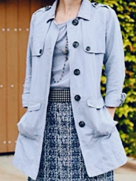 CAbi Jackets & Blazers - CABI Tanner Linen-Blend Trench Coat, light periwinkle